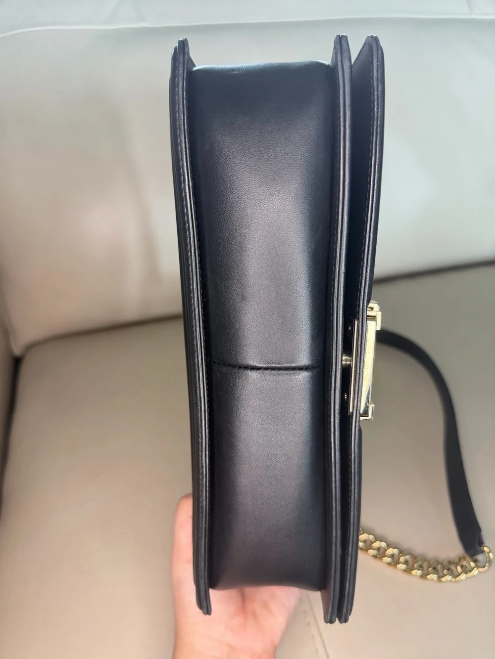 CHANEL Black Quilted Lambskin Boy Bag -New Medium